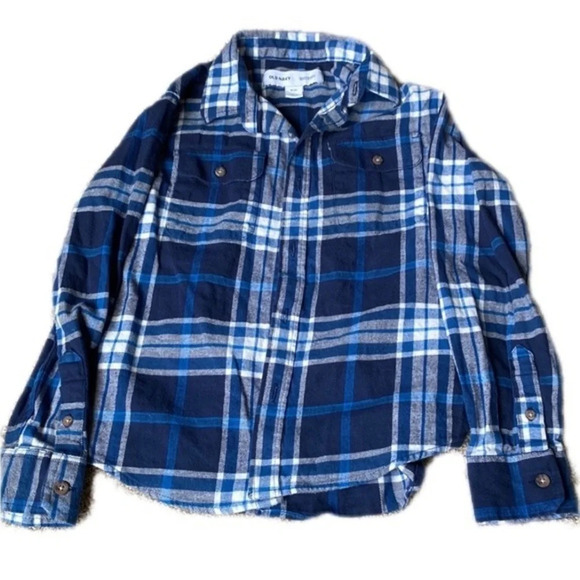 Old Navy Boys 8 Blue Plaid Button Down - Picture 1 of 4